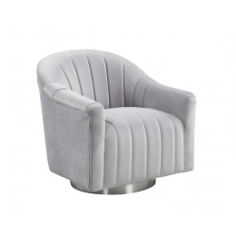Tiffany Silver Velvet Swivel Chair
