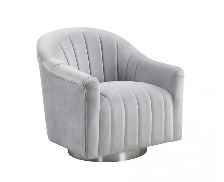 Tiffany Silver Velvet Swivel Chair