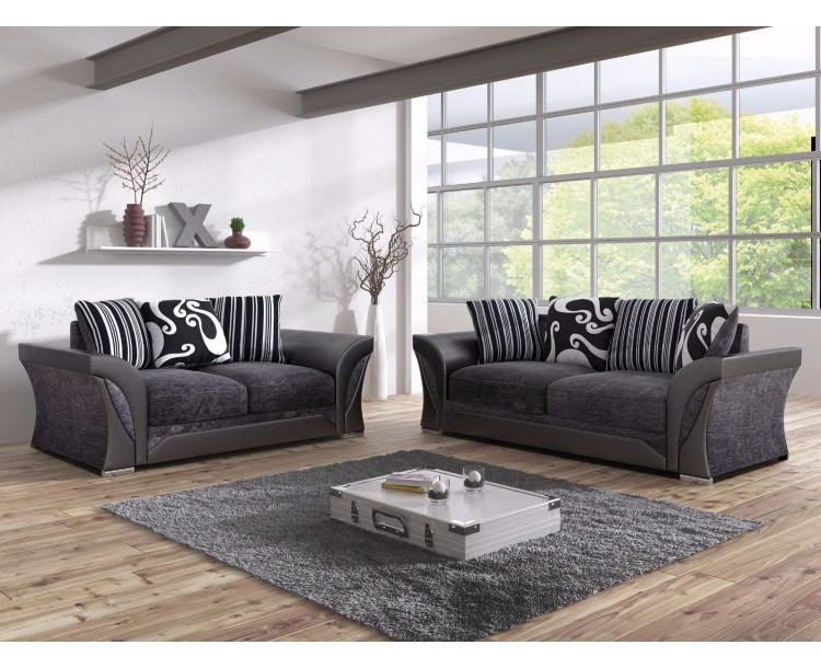 Shannon Black Fabric 3+2 Seater Living Room Sofa Set