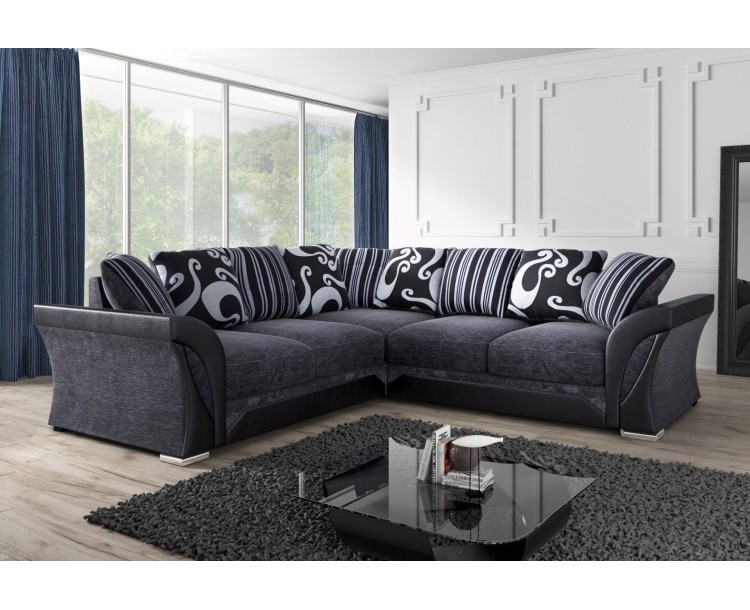 Shannon Black Fabric Large Living Room Corner Sofa