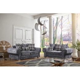 Venezia Grey Fabric 3+2 Seater Living Room Scatterback Sofas