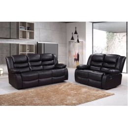 Romero 3 and 2 Seater Black Leather Recliner Sofa Set