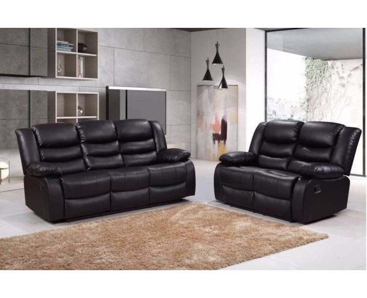 Romero 3 and 2 Seater Faux Leather Recliner Sofa Set