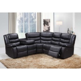 Roma Leather Corner Sofa Suite with Reclining Chairs