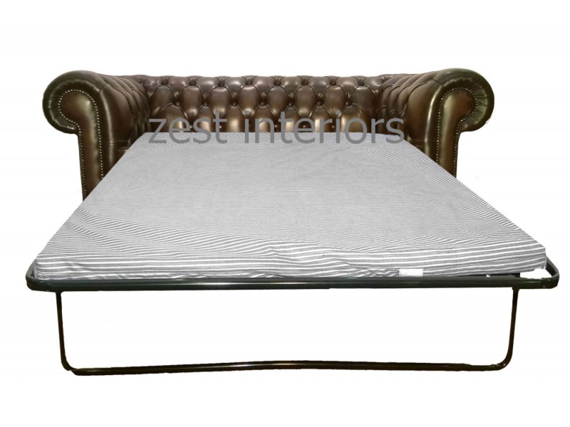 Chesterfield Genuine Leather Antique Brown Two Seater Sofa Bed Chesterfield Two Seater Sofa Bed 100 Genuine Leather Antique Brown