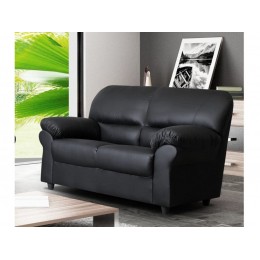Polo Two Seater High Quality Black Faux Leather Sofa