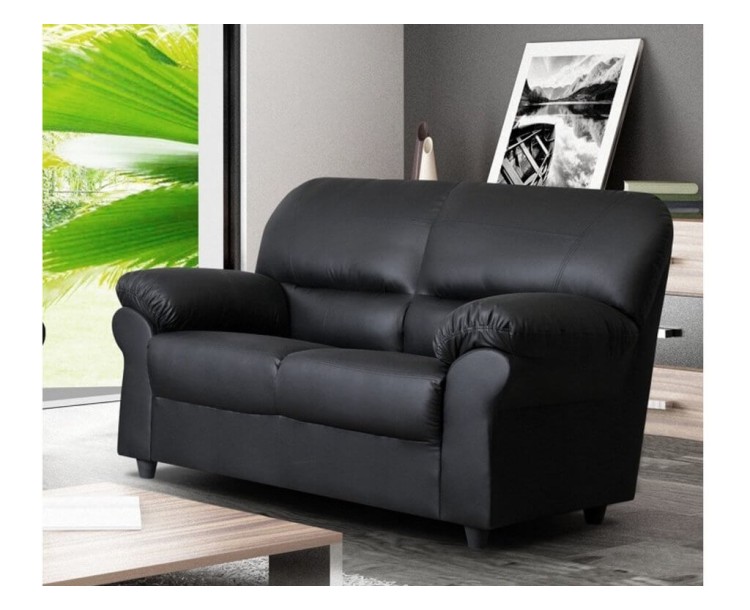 Polo Black 2 Seater High Quality Faux Leather Sofa