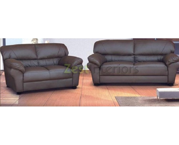 Polo Three & Two Seater Sofa Set Brown Faux Leather