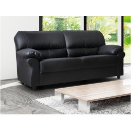 Polo Three Seater High Quality Black Faux Leather Sofa