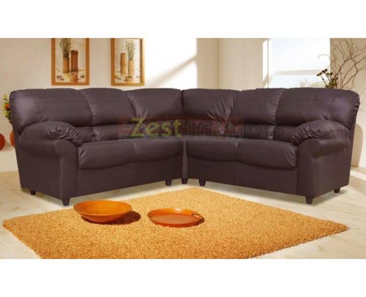 Polo Large Corner High Quality Brown Faux Leather Sofa