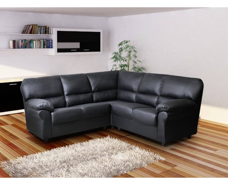 Polo Large Corner Sofa High Quality Black Faux Leather