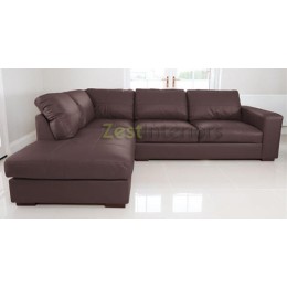 Venice Left Hand Large Corner Sofa Brown PU Leather with Chaise Lounge