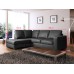 Venice Left Hand Corner Sofa Black Faux Leather w/ Chaise Lounge