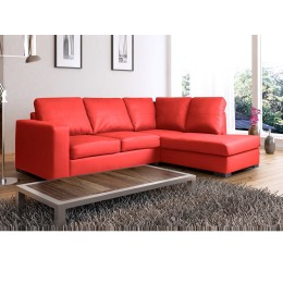 Venice Right Hand Large Corner Sofa Red PU Leather with Chaise Lounge