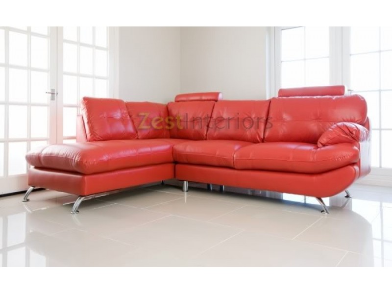 Verona Stylish Red Left Large Corner Faux Leather Sofa