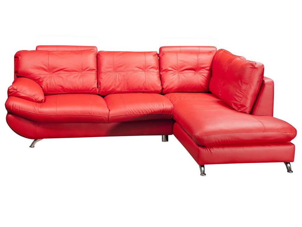 Verona Right Large Corner Red Faux Leather Sofa w/ Headrest