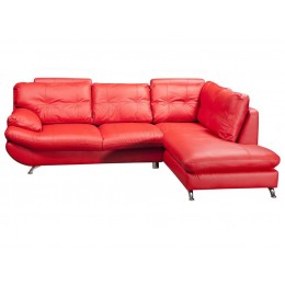 Verona Right Hand Large Corner Red Faux Leather Sofa with Headrest