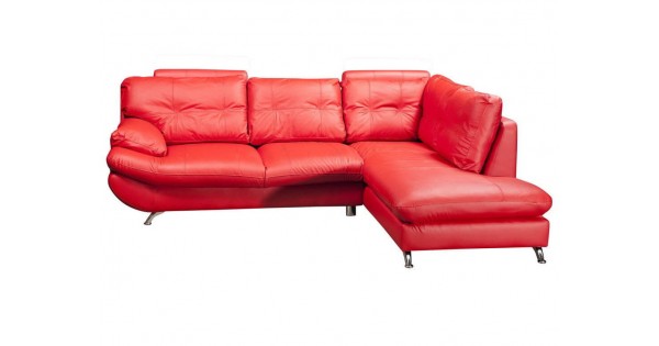 Verona Right Large Corner Red Faux Leather Sofa W Headrest
