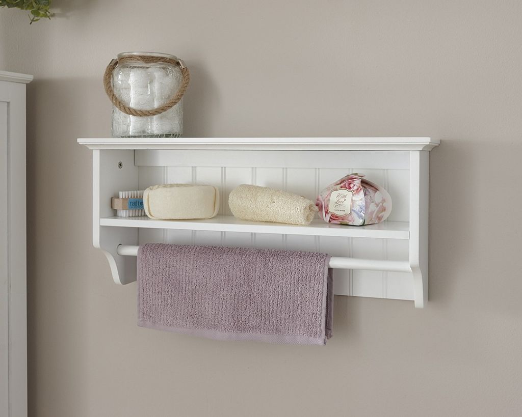 towel shelf white wood towel bar