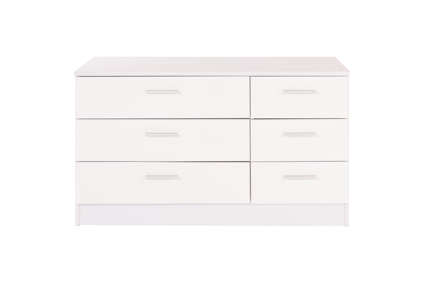 3 Ottawa Bedroom Furniture Storage Chest of 6 Drawers White Gloss 3 