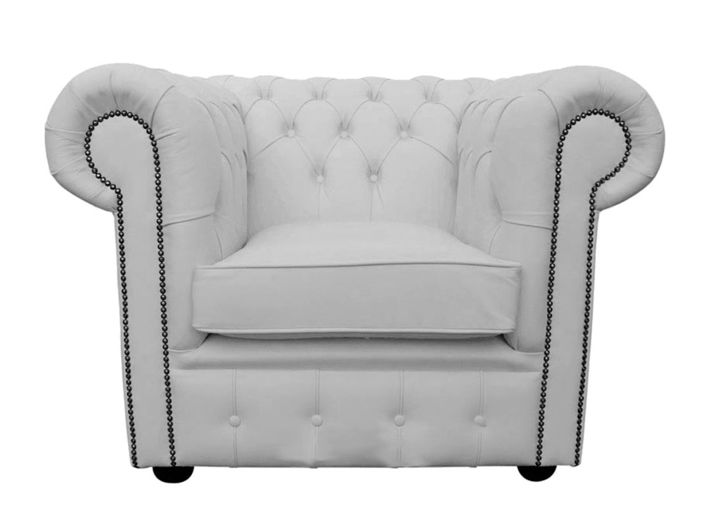Chesterfield Genuine Leather Shelly White Club Chair