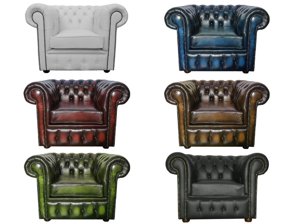 Chesterfield Genuine Leather Club Chair Collection