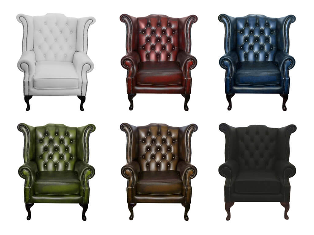 Chesterfield 100 Genuine Leather Queen Anne Chair Collection