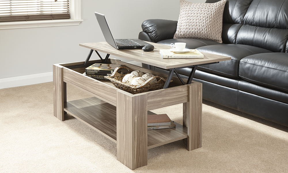 Julie Lift Up Storage Coffee Table In, Walnut Colour Coffee Table With Storage